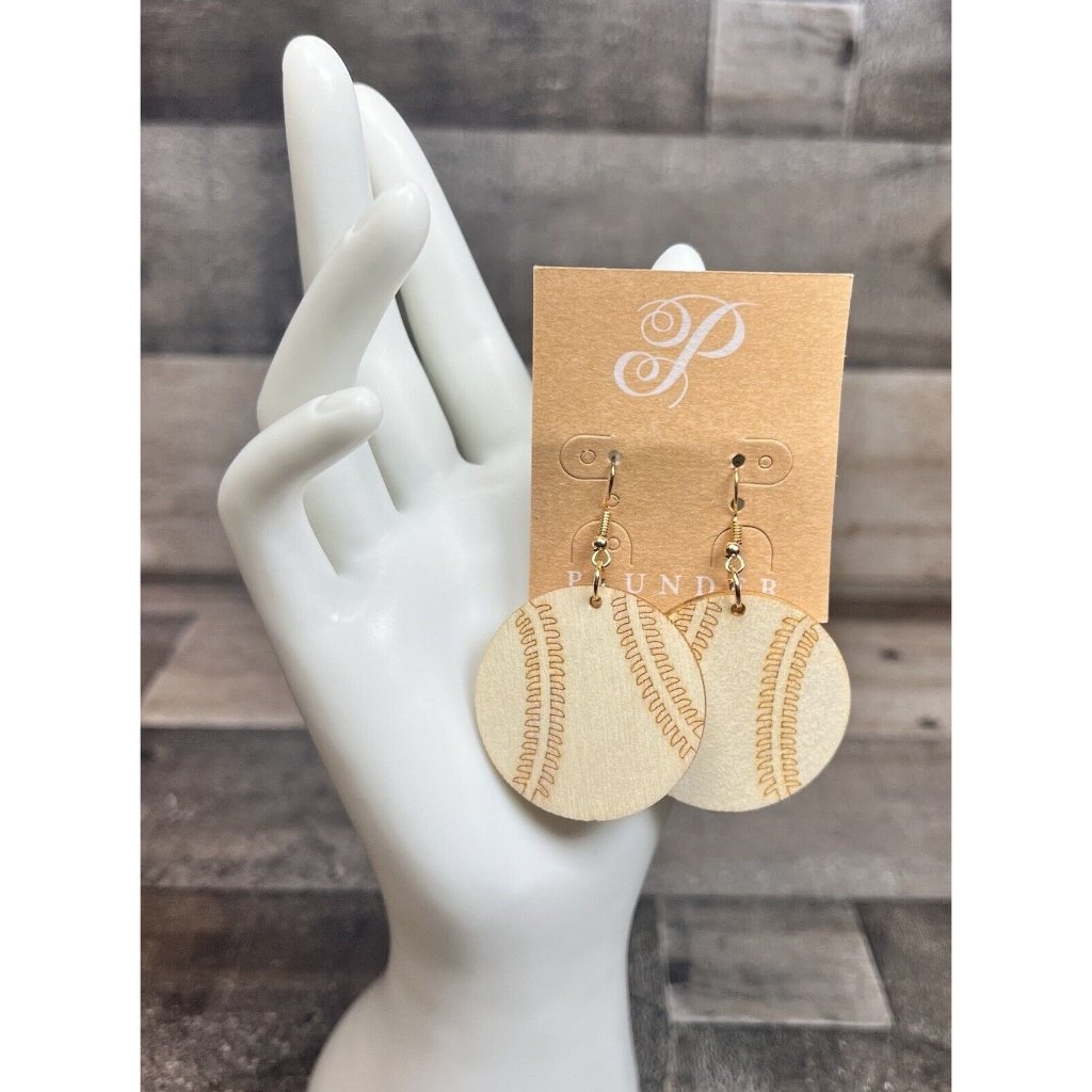 Plunder Design Trendy Fashion Jewelry Baseball Wooden Dangle Earring New W Box 10$